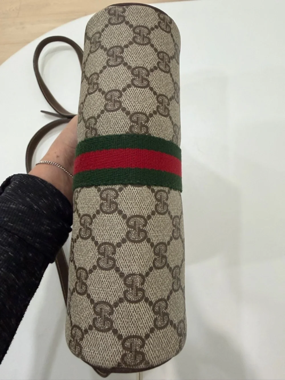 Vintage Gucci 010 378 GG Web Sherry Line Crossbody Bag